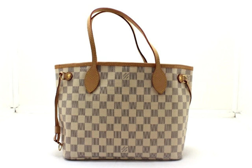 LOUIS VUITTON Neverfull Tote Bag Damier Azur White